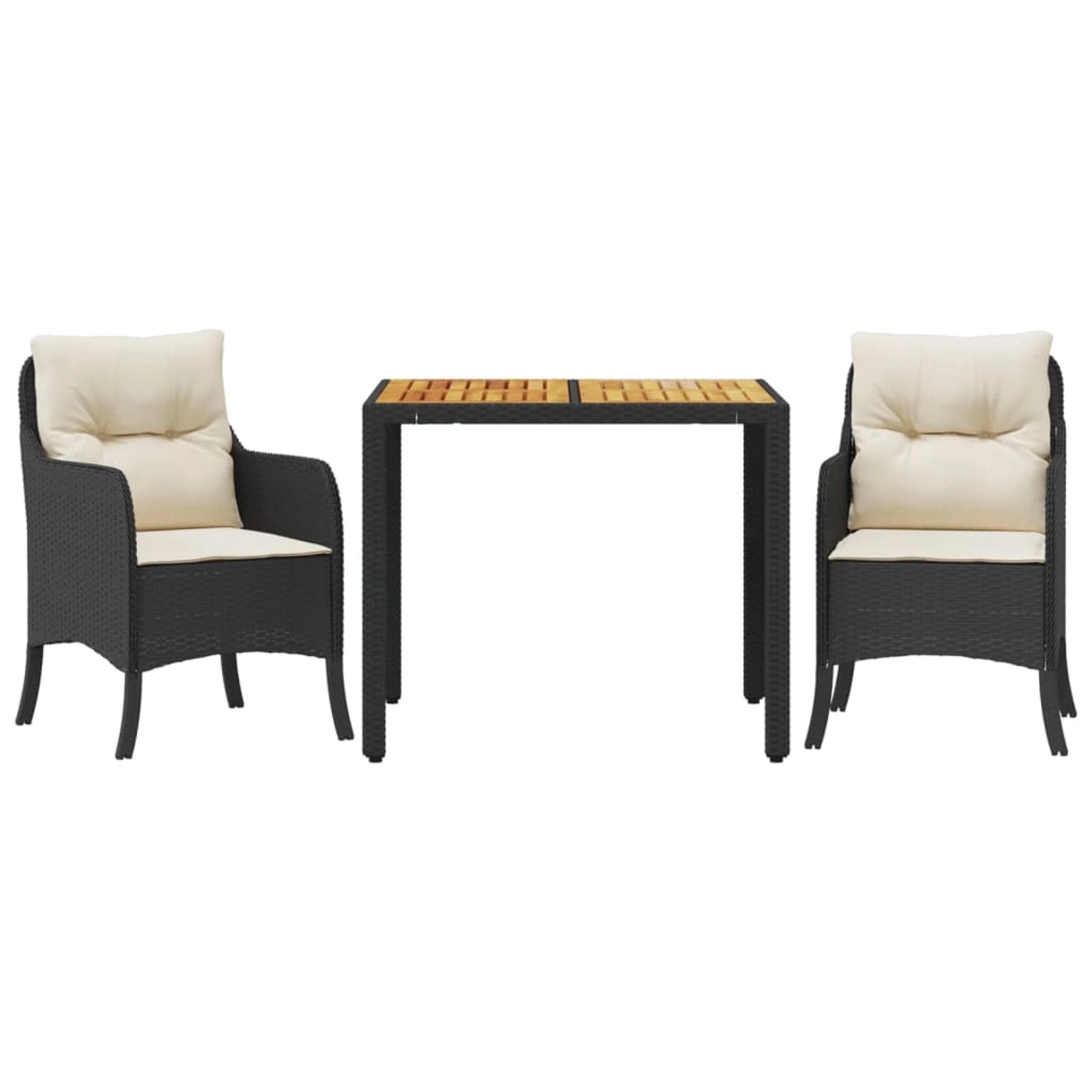 vidaXL 3-Tlg Garten-Essgruppe mit Kissen Schwarz Poly Rattan 3211860 günstig online kaufen