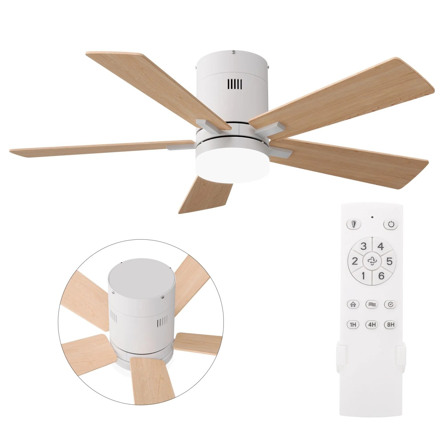 PXloue Deckenventilator mit Licht 42 Zoll DC Motor 5 Flügel Fernbedienung