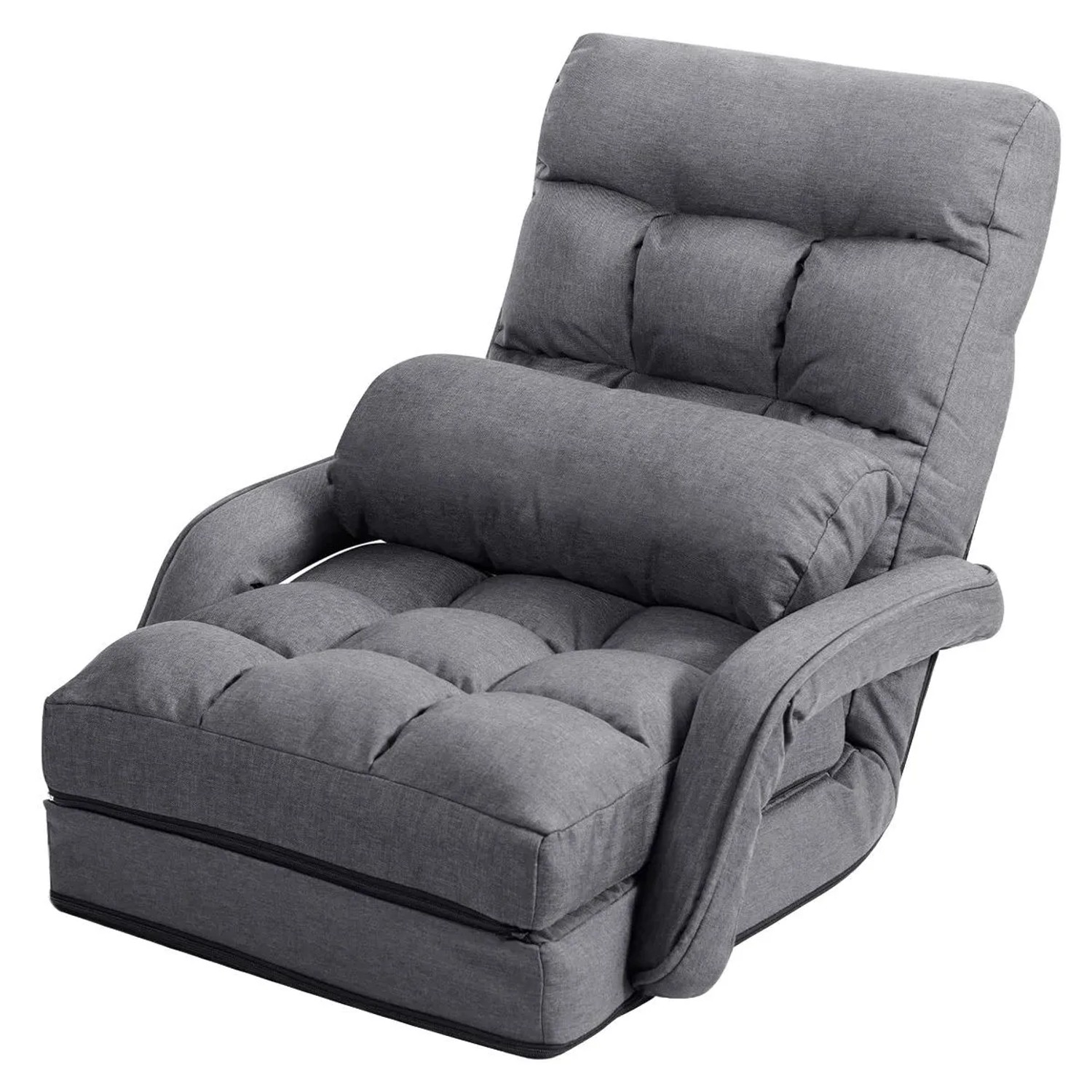 Costway Klappsofa Verstellbar Gepolstert Liegebett Grau