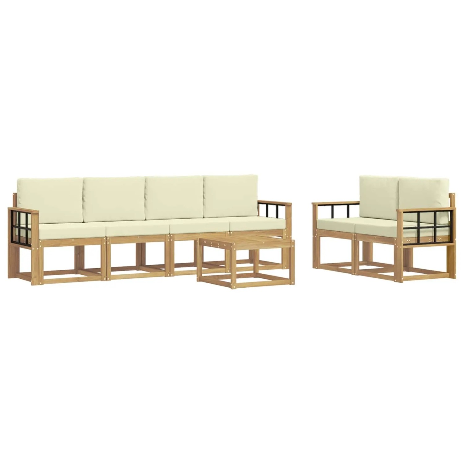 vidaXL Outdoor-Sofagarnitur mit Kissen 7-Tlg Weiß und Creme 3387289