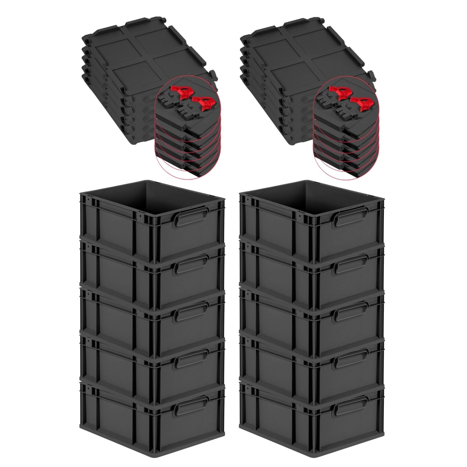 PROREGAL SuperSparSet 10x Eurobox Nextgen Grip Mit Scharnierdeckel Und Rote günstig online kaufen