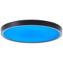 LED-Deckenleuchte Lotti RGB, Ø 30cm, schwarz/weiß mit blauem Licht.