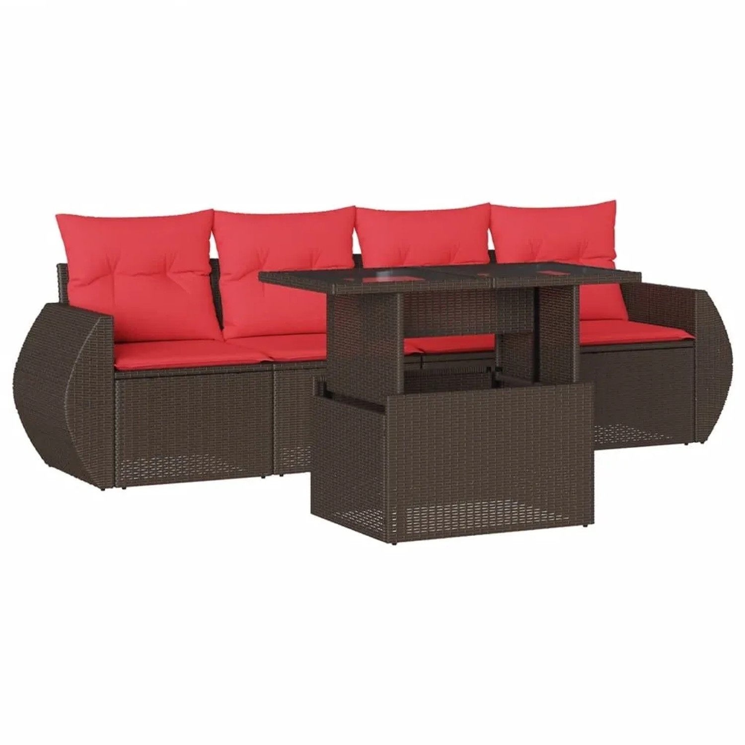 vidaXL 5-Tlg Gartensofa-Set mit Kissen Braun Polyrattan 3268364 günstig online kaufen