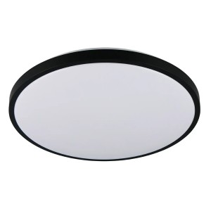 Schwarze, runde LED-Deckenleuchte Slope, Ø 48,5 cm, mit stufenloser Dimmung und Memory-Funktion.