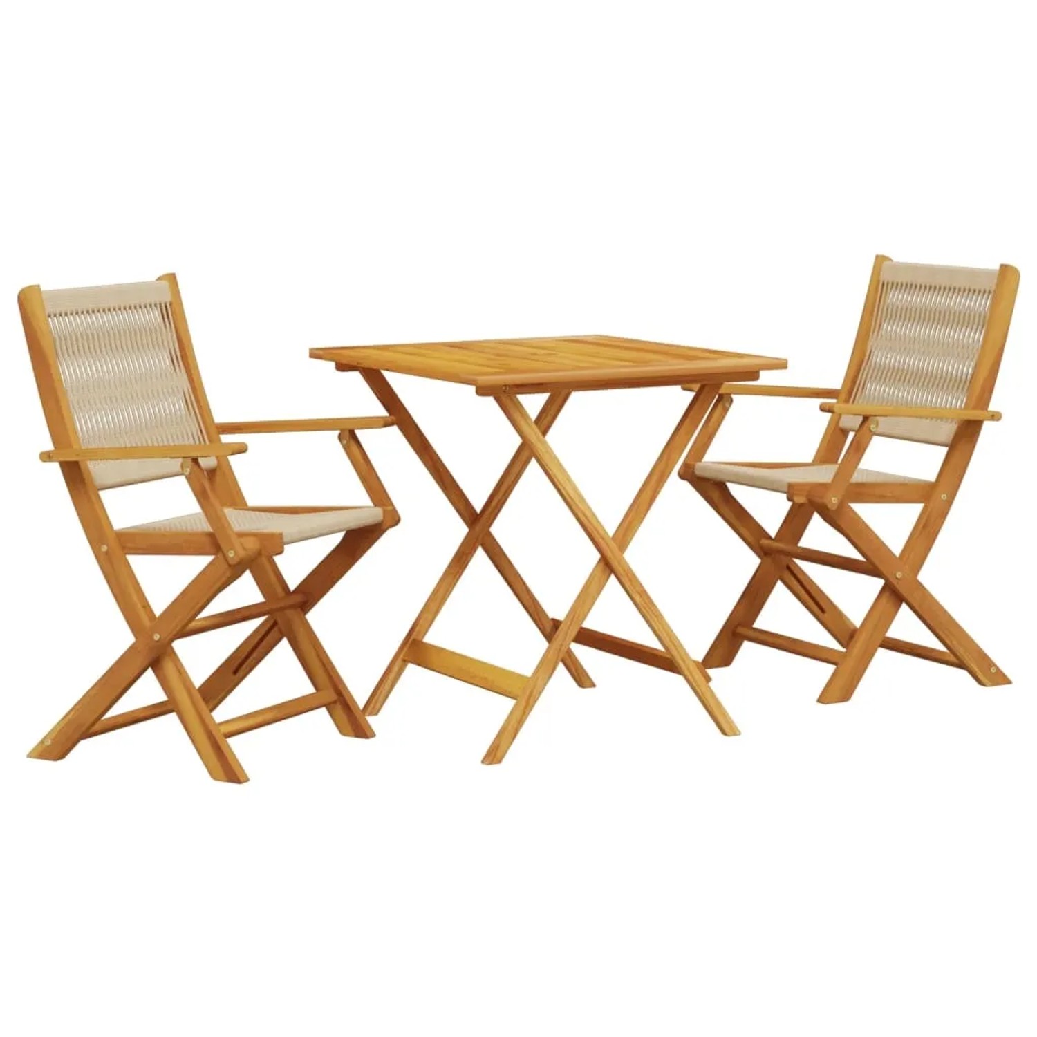 vidaXL 3-tlg Bistro-Set Beige Polypropylen und Massivholz Modell 4