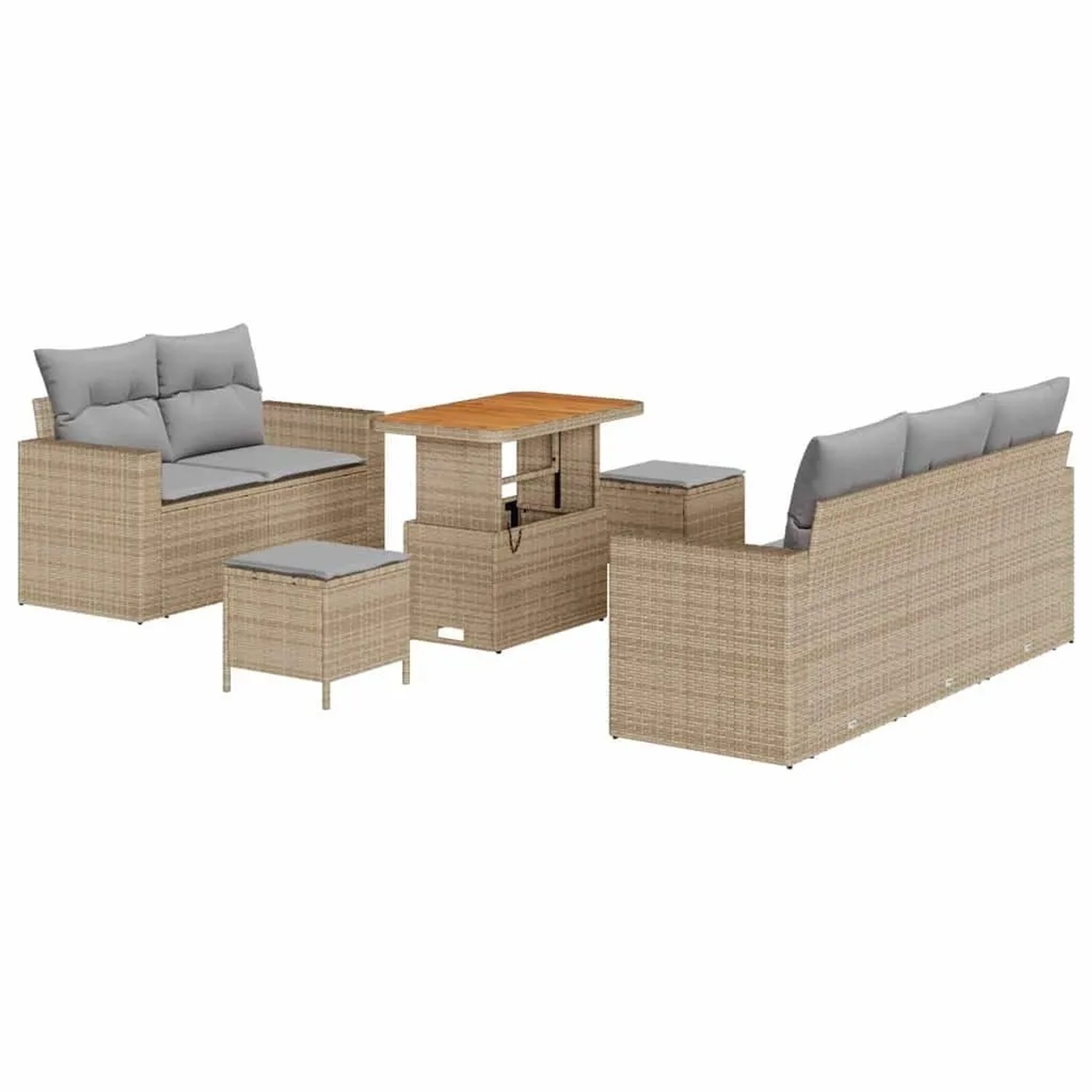 vidaXL Gartensofa-set mit Kissen 8-Tlg Beige und Hellgrau Poly-Rattan 33635 günstig online kaufen