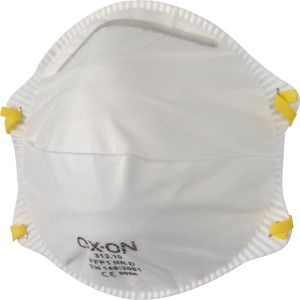 OX-ON FFP1 Atemschutzmaske, weiß, für Arbeiten in staubiger Umgebung.