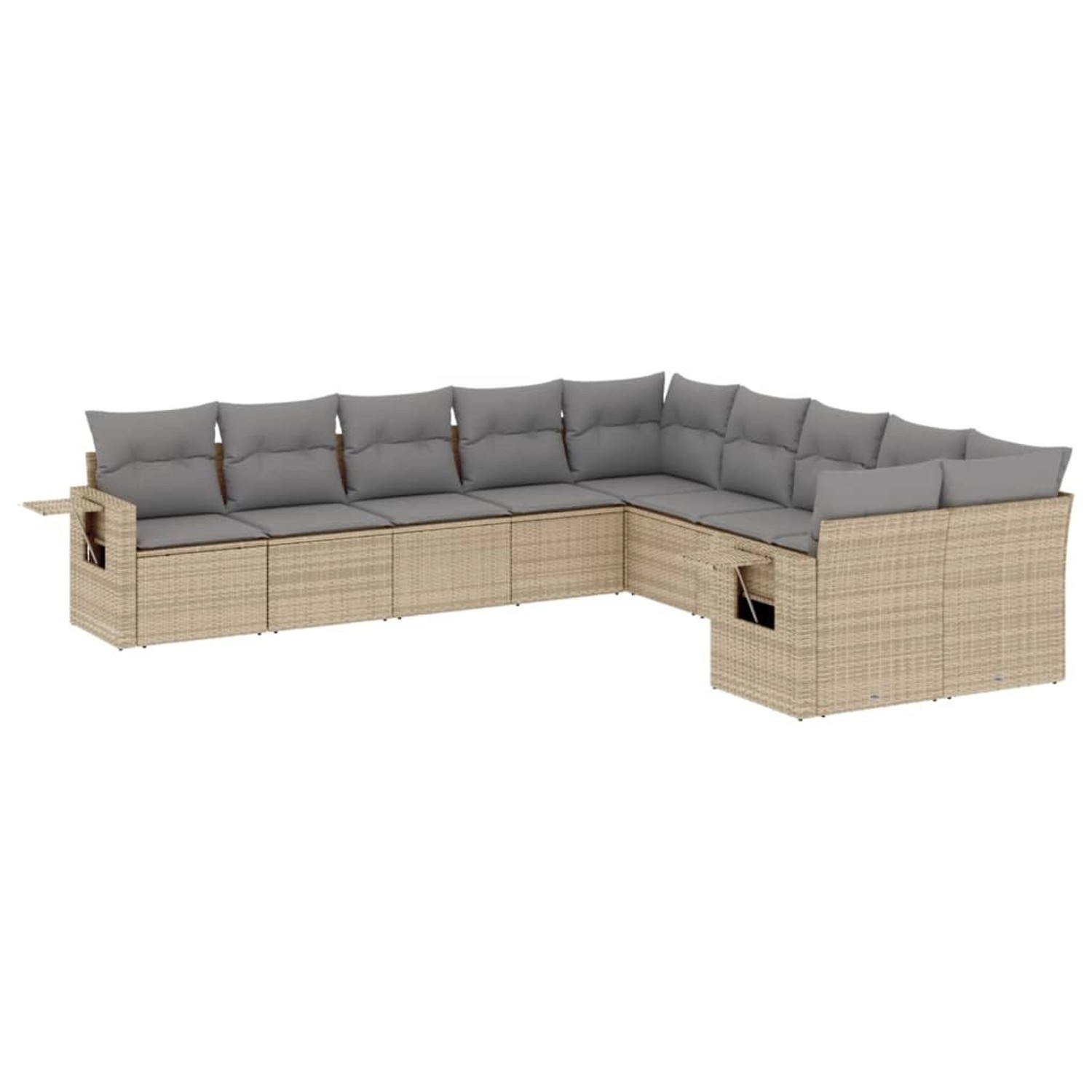 vidaXL 10-Tlg Garten-Sofagarnitur mit Kissen Beige Poly Rattan 3220708 günstig online kaufen
