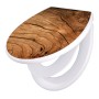 Banjado WC-Sitz Familie mit Holz-Motiv, Absenkautomatik, Kindersitz, Polypropylen, weiß.