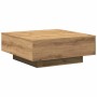 Quadratischer Couchtisch in Artisan-Eiche Optik aus Holzwerkstoff, 80x80 cm, modernes Design.