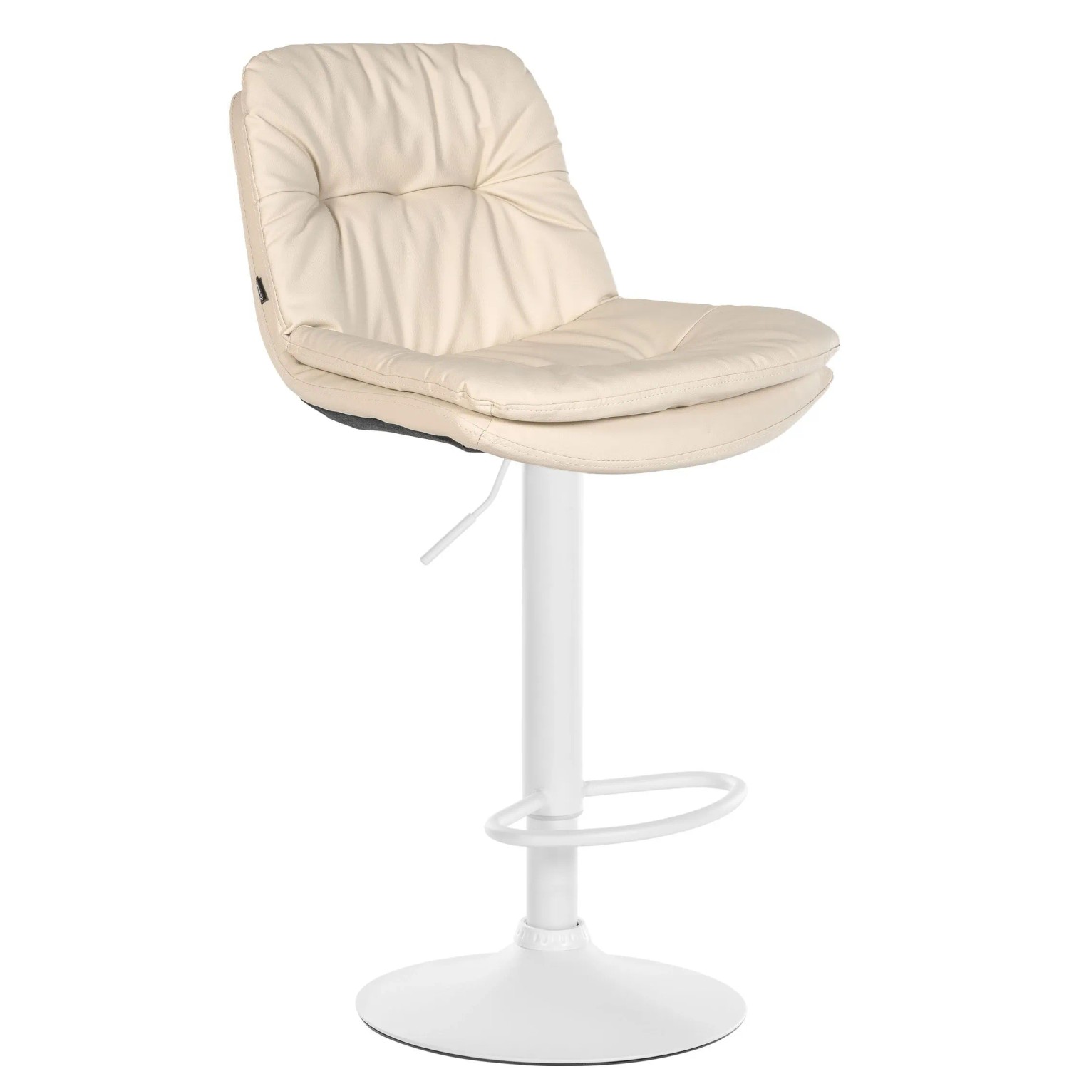 DELUKE Barhocker MITUN Kunstleder Creme 46x54x92cm Weiß Barstuhl Höhenverstellbar Mit Lehne Drehbar Tresenhocker Tresenstuhl