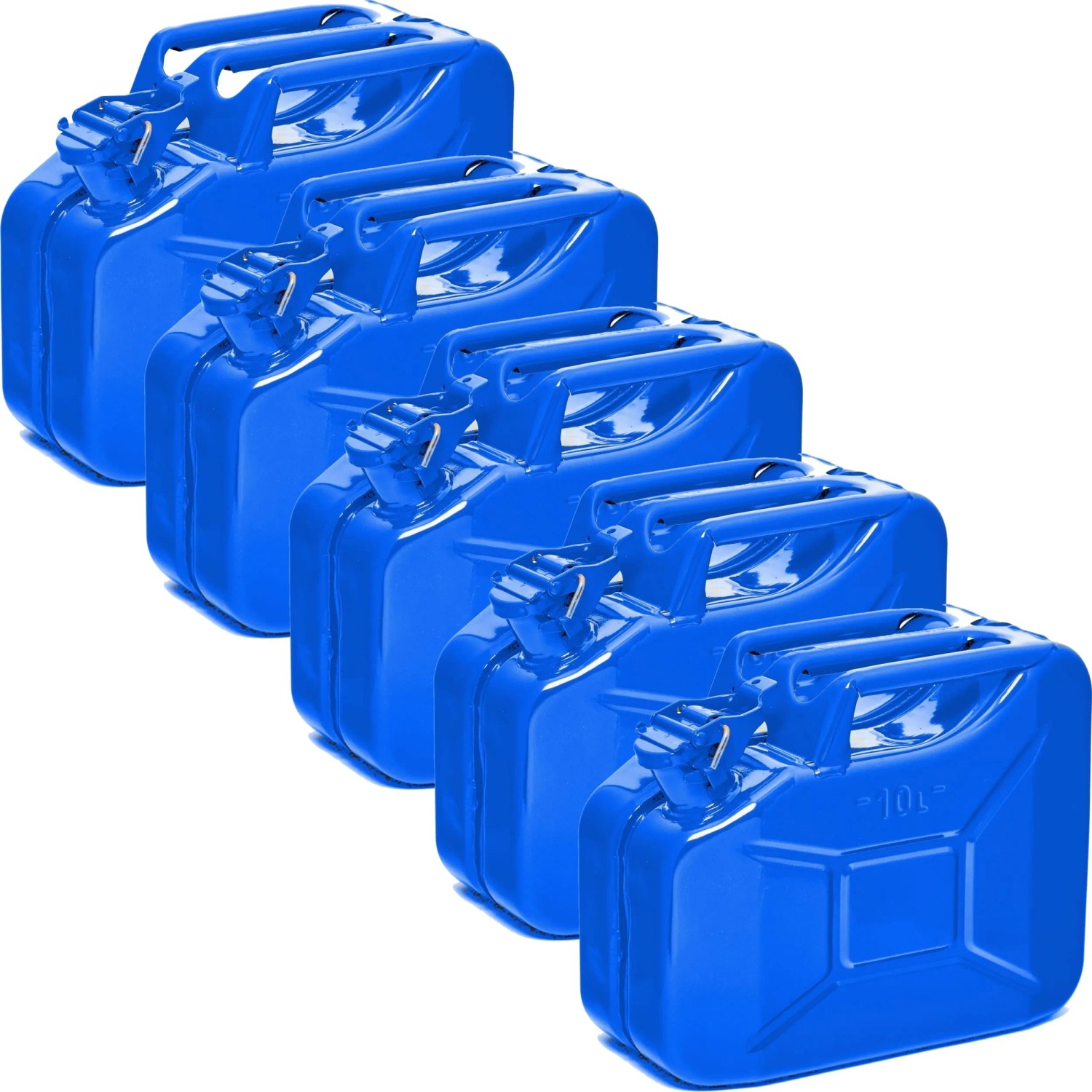BW Kraftstoffkanister Metall Benzinkanister 5x 10 Liter Blau RAL 5005 TÜV-geprüft und UN-Zulassung Made in Europe
