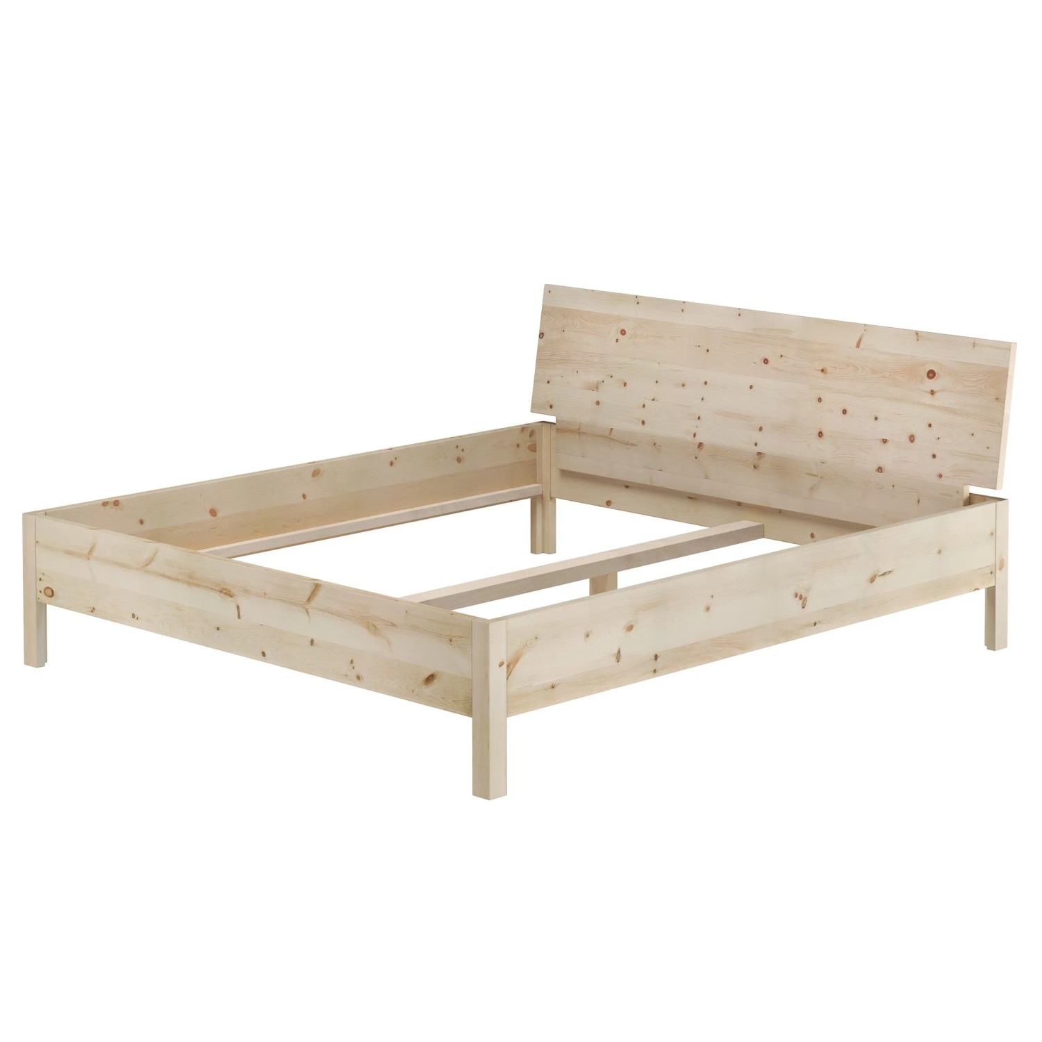 Erst-Holz Ehebett Metallfrei 180 x 200 cm Holzbett Zirbe massiv unbehandelt Modell 95 ohne Zubehör