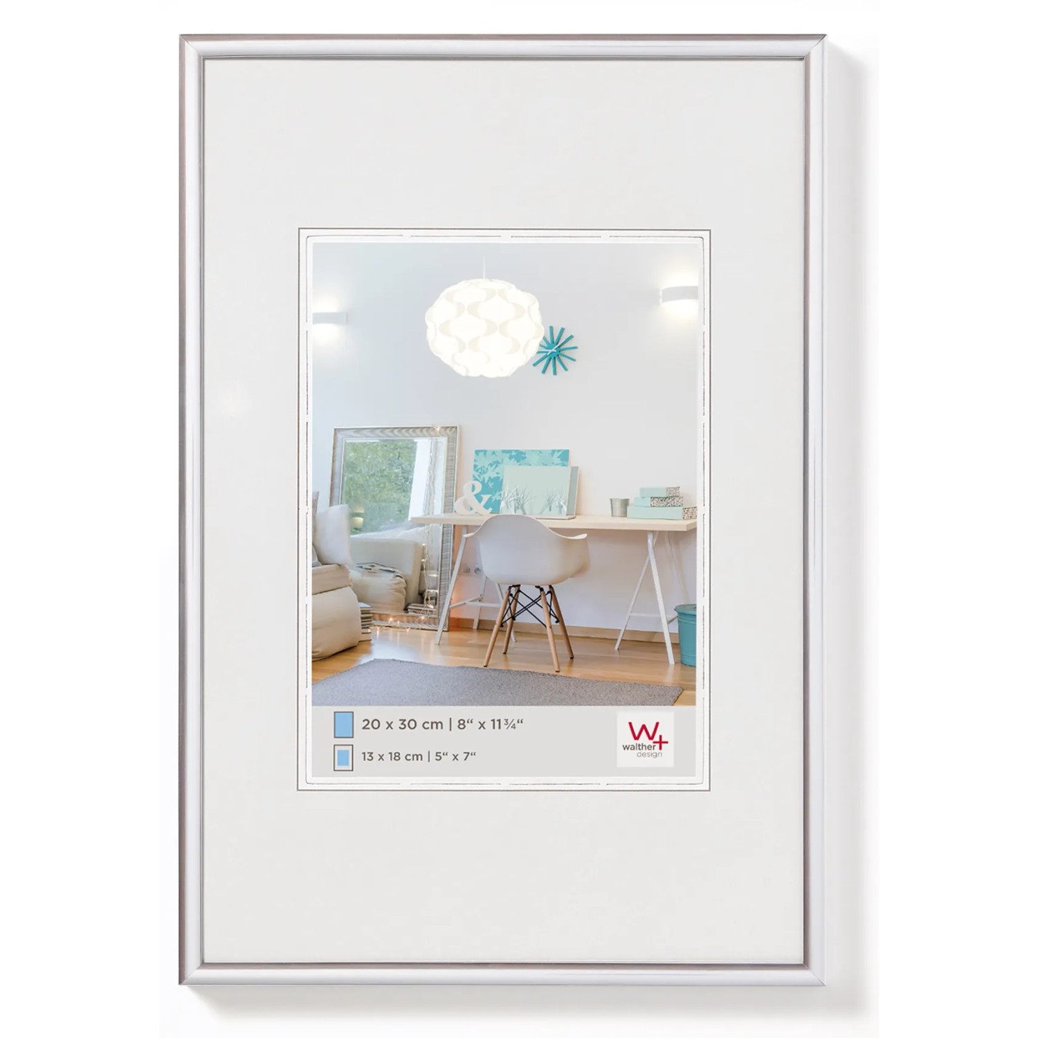 walther design New Lifestyle Kunststoff Bilderrahmen 20x30 cm Silber KV030S