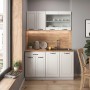 Vicco R-Line Küchenzeile in Weiß Landhaus mit anthrazitfarbener Arbeitsplatte, 140 cm breit.