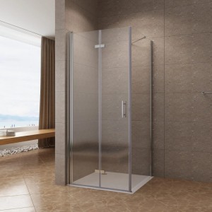 Aquabatos Eckdusche Falttür mit Seitenwand 100 x 75 x 197 cm Duschkabine Eckeinstieg 6 mm Sicherheitsglas Duschtür Duschabtrennung