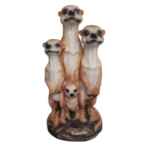 Dekorative Erdmännchen-Familie, 20 cm, aus wetterfestem Polyresin für den Garten.