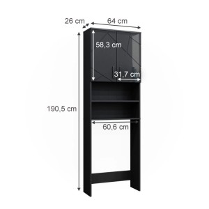 Waschmaschinenschrank Irma in Anthrazit Hochglanz mit Maßen.