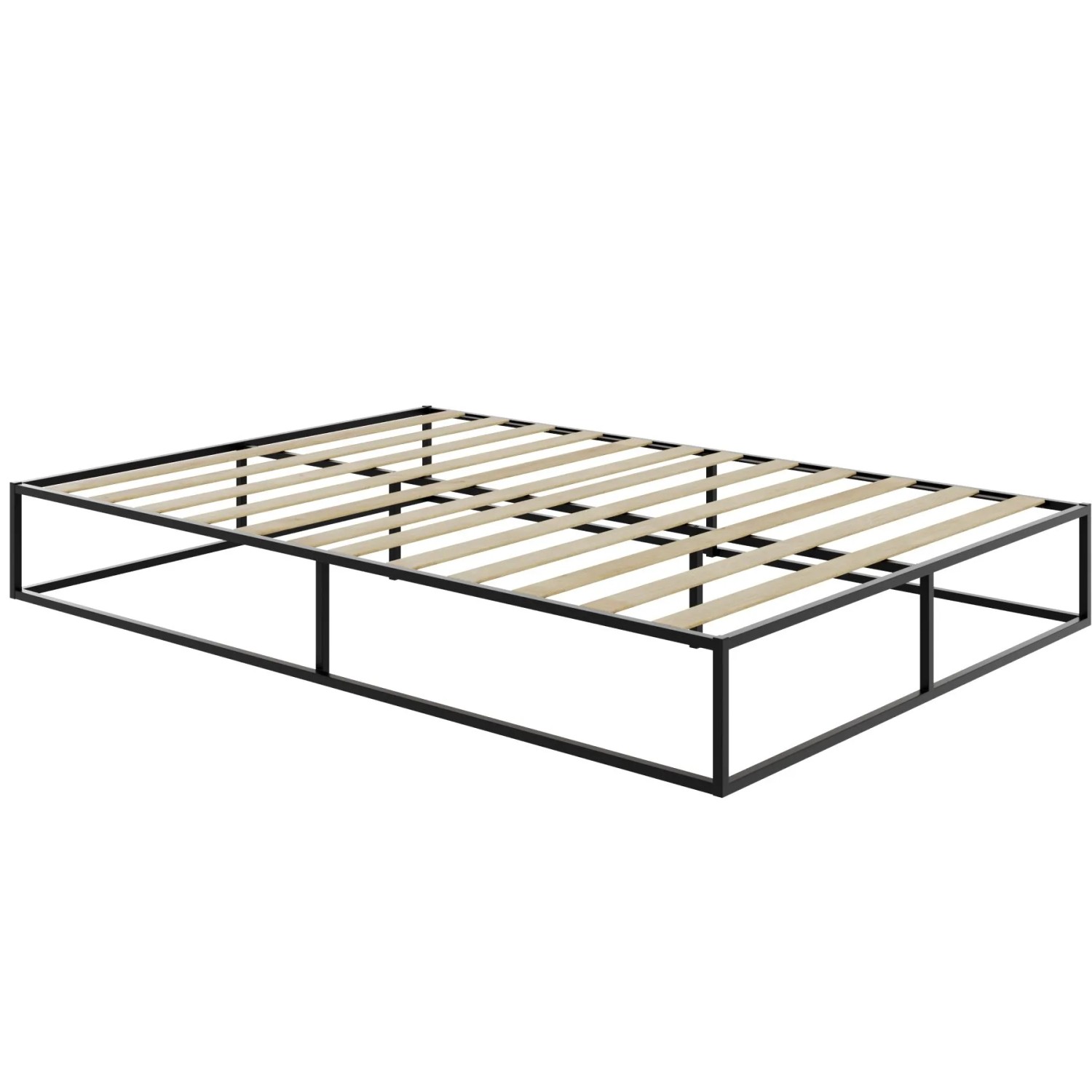 Tectake Bett Kyoto Robustes Stahlgestell Inklusive Lattenrost Aus Pappelholz 140 x 200 x 25 5 cm 200 x 140 x 25 50 cm Schwarz