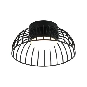 Schwarze Lamkur LED-Deckenleuchte Betsy, Ø 25cm, mit filigranem Metallkorb-Design.