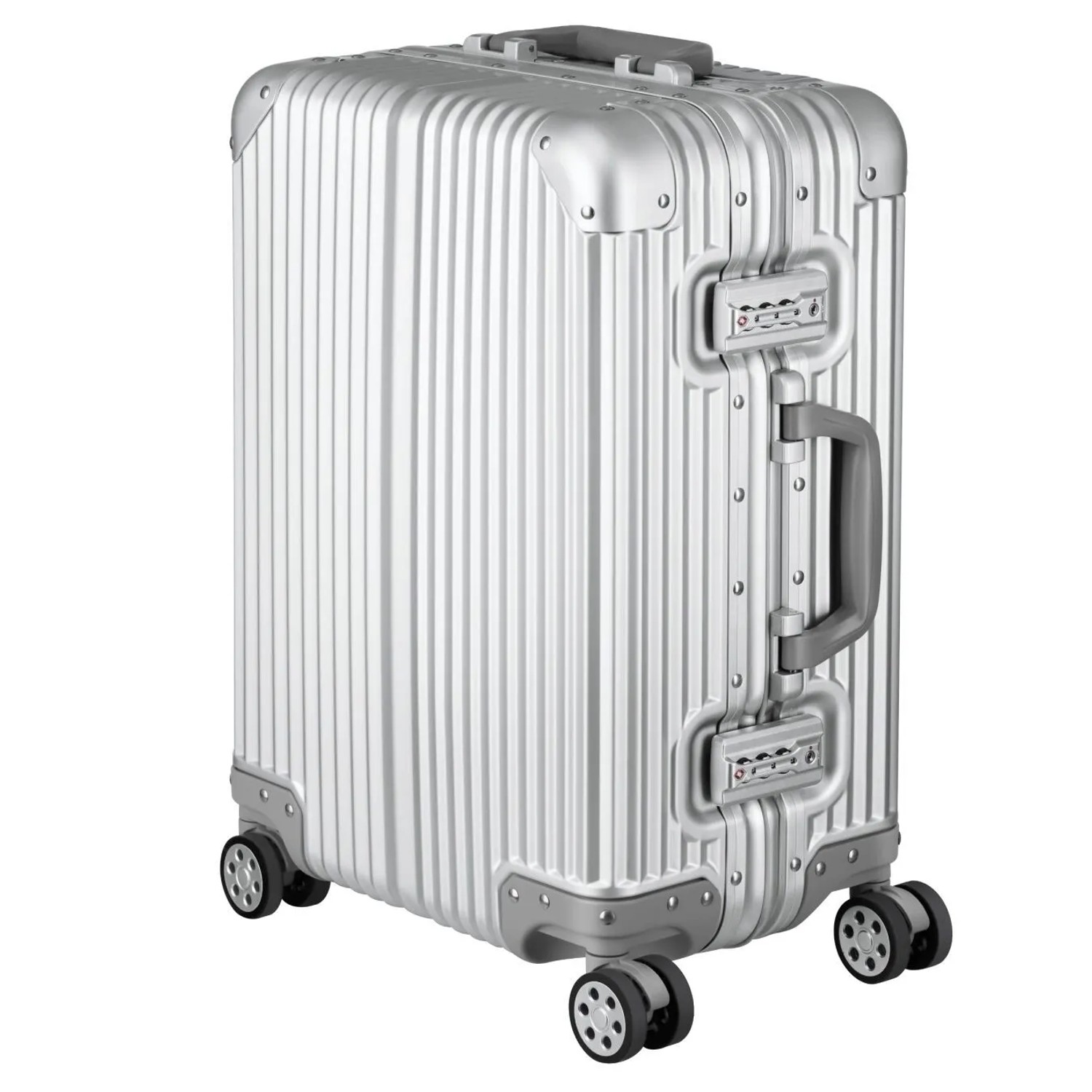 Tectake Aluminium Boardtrolley Airway Eloxierte Aluminiumlegierung 2 Tsa Sicherheitszahlenschlösser  38 x 24 5 x 53 cm Silber