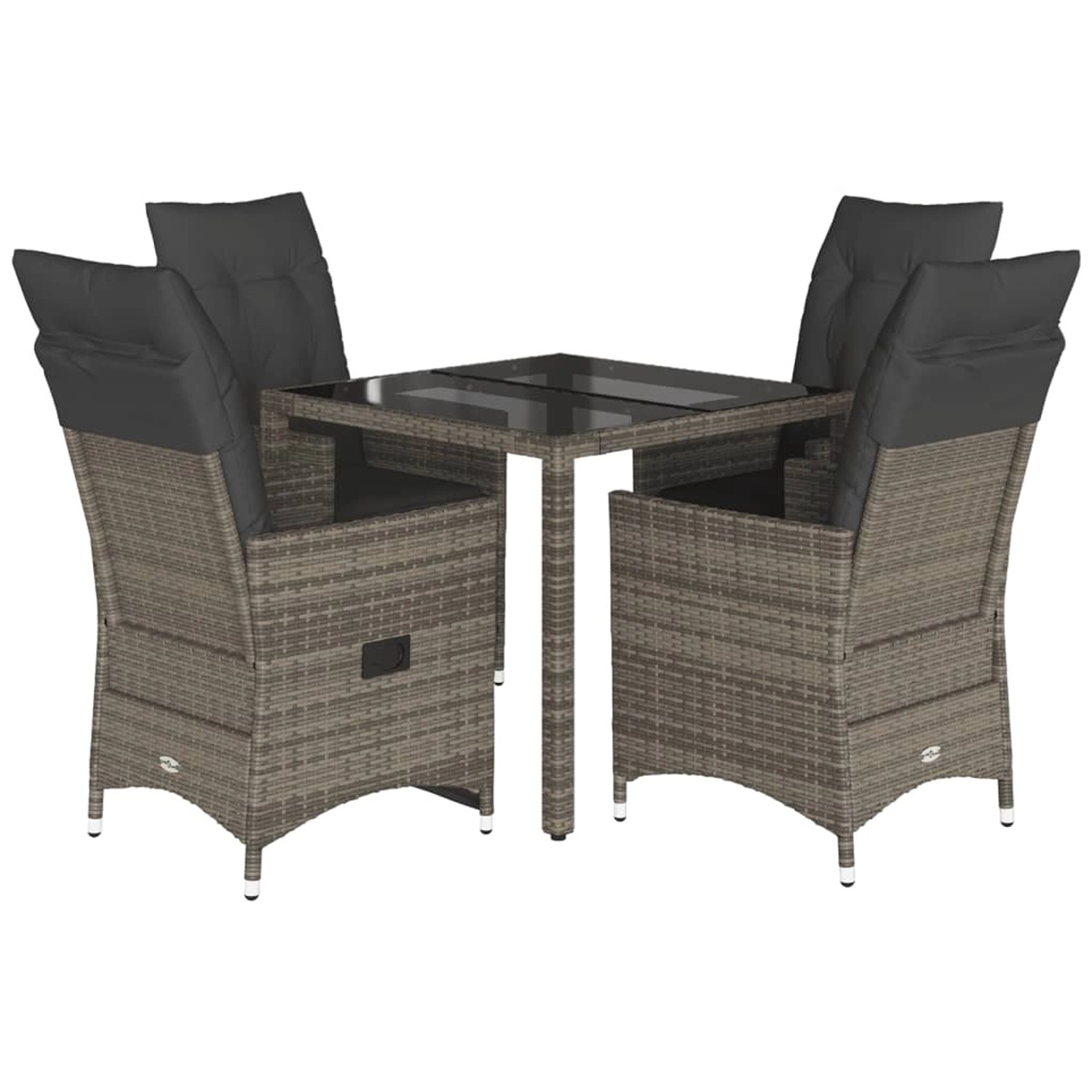 vidaXL 5-Tlg Garten-Essgruppe mit Kissen Grau Poly Rattan 3276737 günstig online kaufen