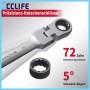 Silberner CCLIFE Präzisions-Gelenk-Ratschenschlüssel 19mm mit 72 Zähnen und 5° Rückholwinkel.