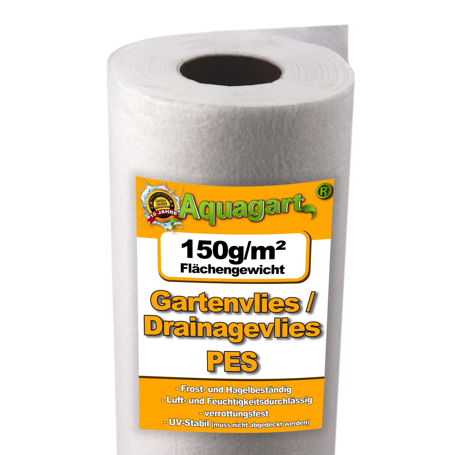 Aquagart 500m² Gartenvlies Unkrautvlies Drainagevlies 150g 2m Breit