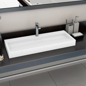 vidaXL Waschbecken 120 x 46 x 11 cm Mineralguss/Marmorguss Weiß 144067