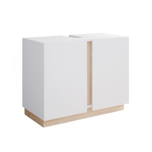 Waschbeckenunterschrank Gloria in Weiß/Sonoma mit 2 Türen für mehr Stauraum im Bad.