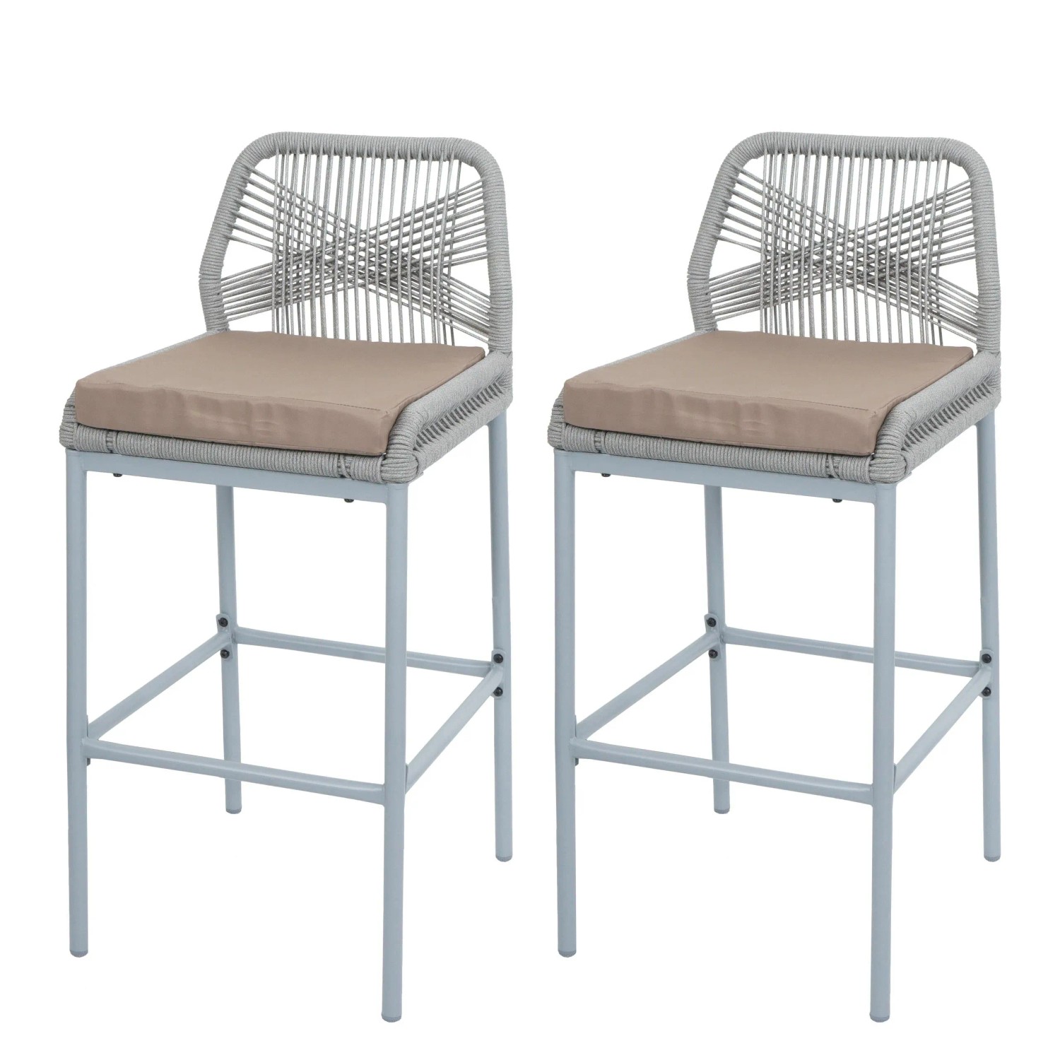 MCW Barhocker O21 2er-Set Hellgrau Kissen Taupe günstig online kaufen