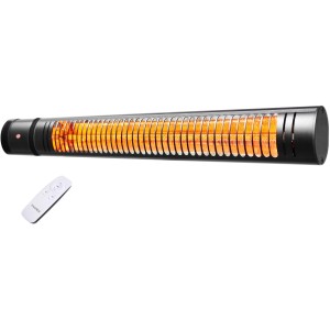 Schwarzer VASNER SlimLine X20 Infrarot-Heizstrahler mit Fernbedienung für Terrasse.
