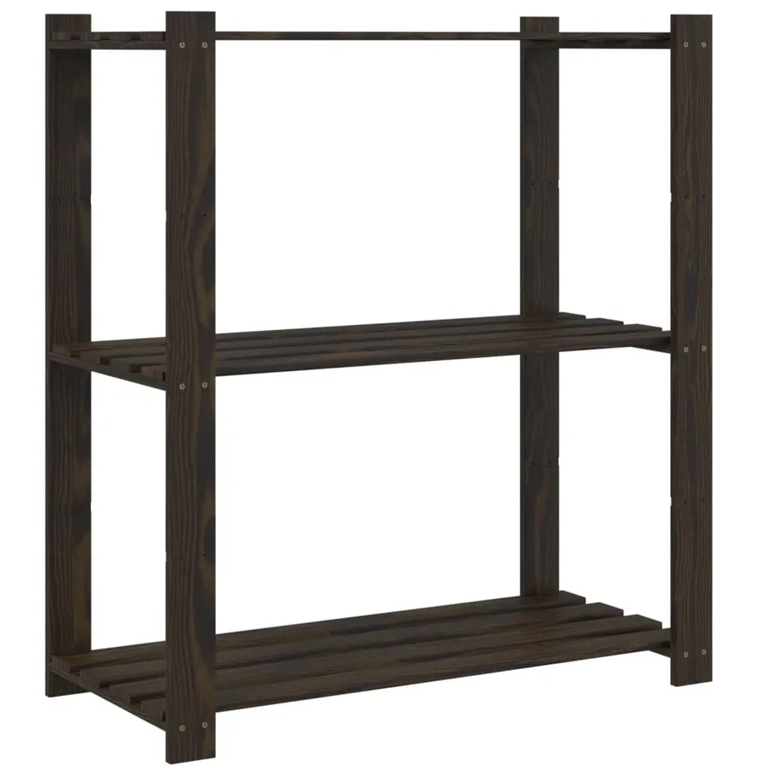 vidaXL Lagerregal mit 3 Böden Schwarz 80x38x90 cm Massivholz Kiefer 373408