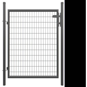 Anthrazitfarbenes T&J Einzeltor Strong (125x103cm) mit Pfosten für Gartenzäune.