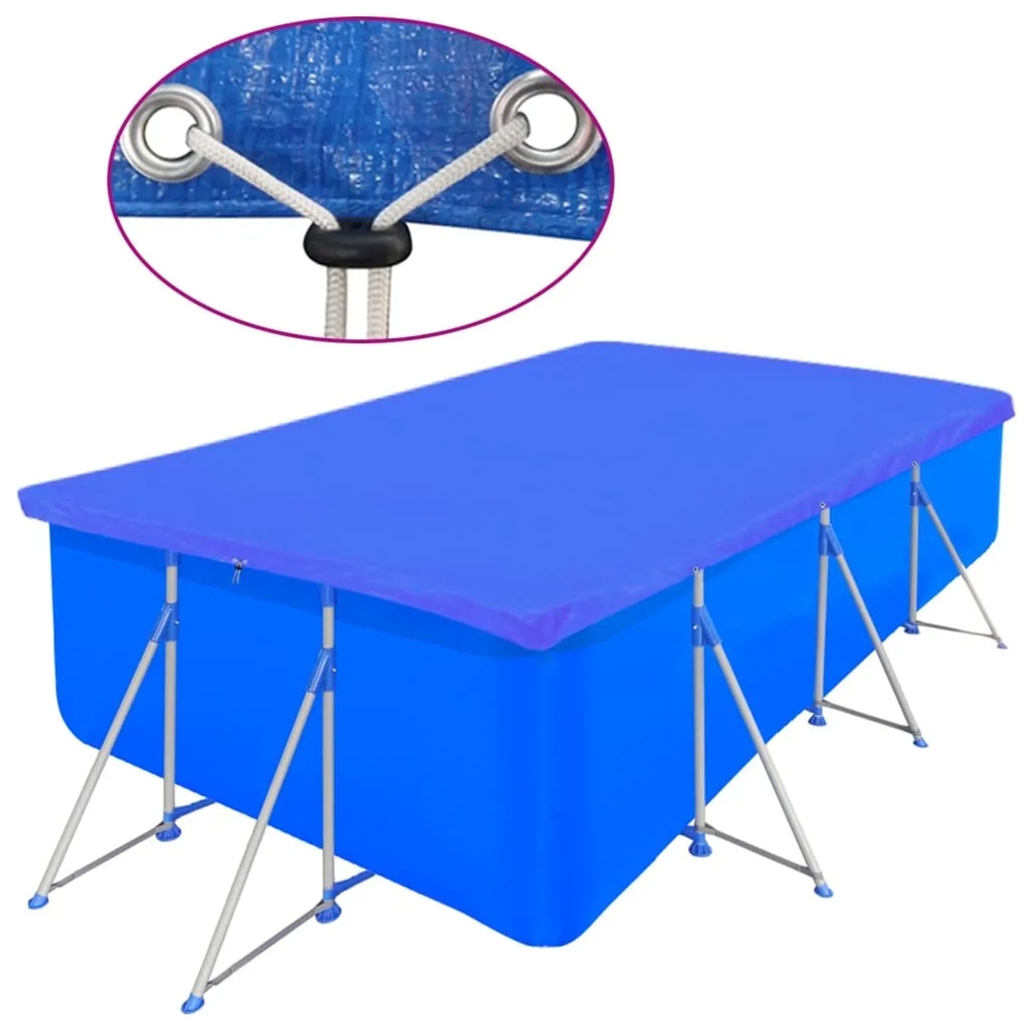2er-Set blaue Poolabdeckung für Rechteckpool, 540x270 cm, aus PE 90 g/m².