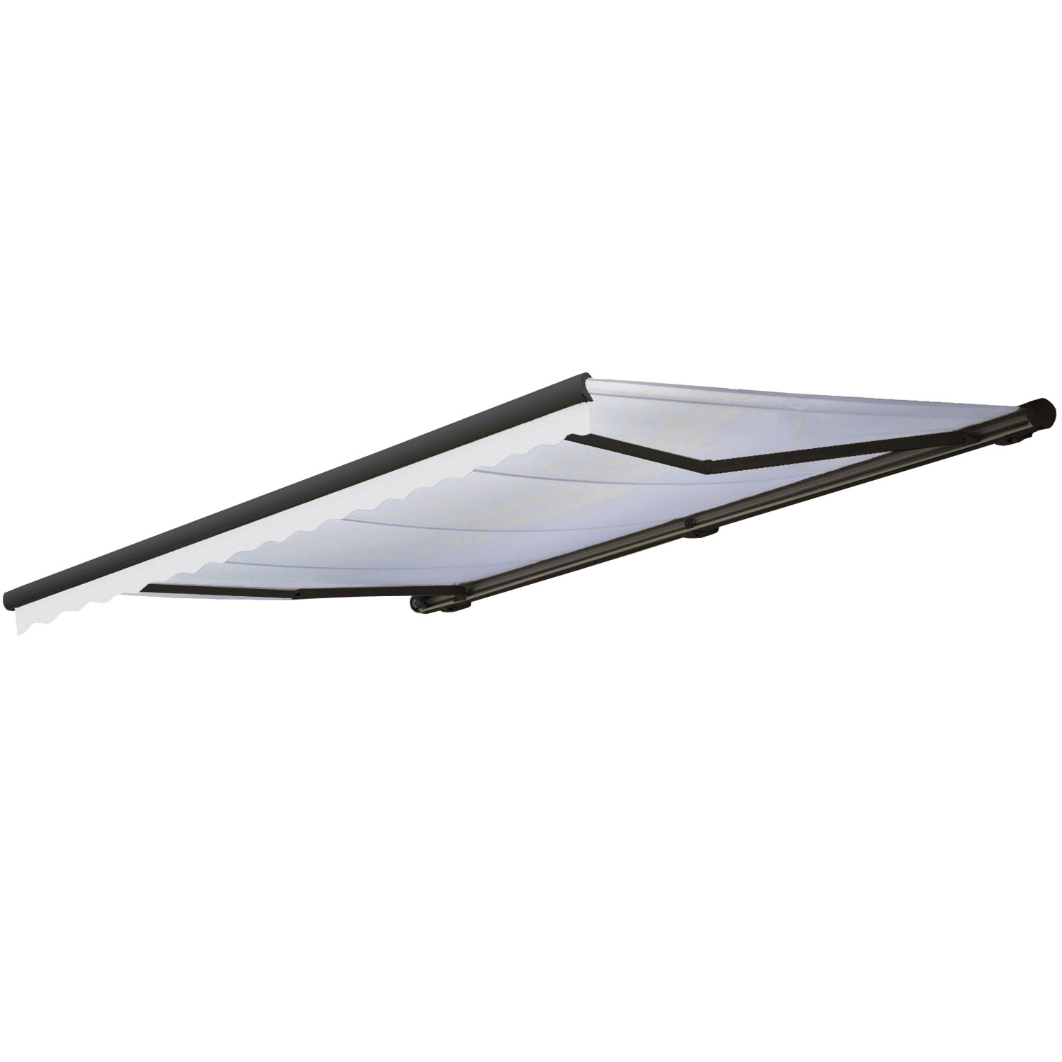 MCW Kassetten-Markise H124 mit Volant 5x3m Acryl Creme Anthrazit