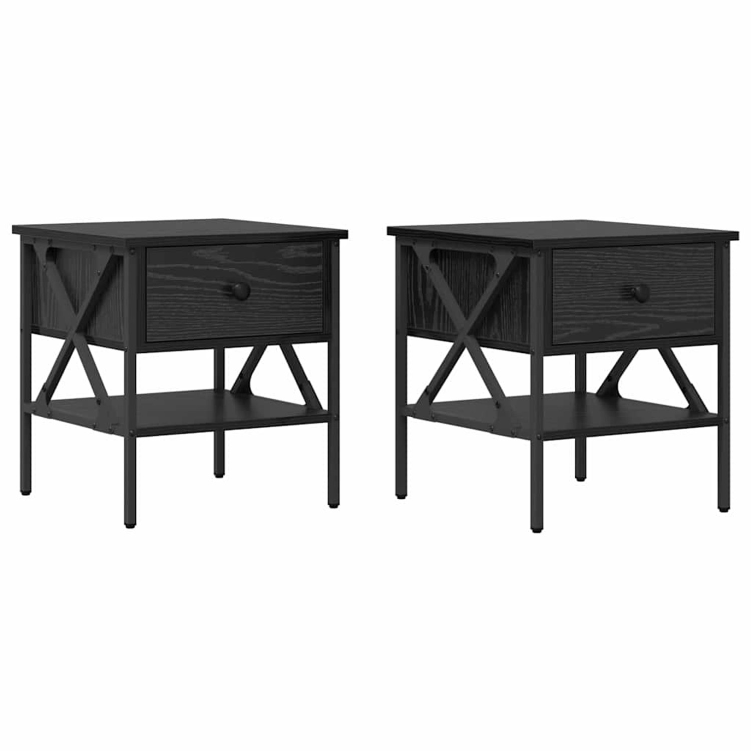 vidaXL Nachttisch 2 Stk Schwarz Eichen-Optik 40 x 42 x 45 cm 871227 günstig online kaufen