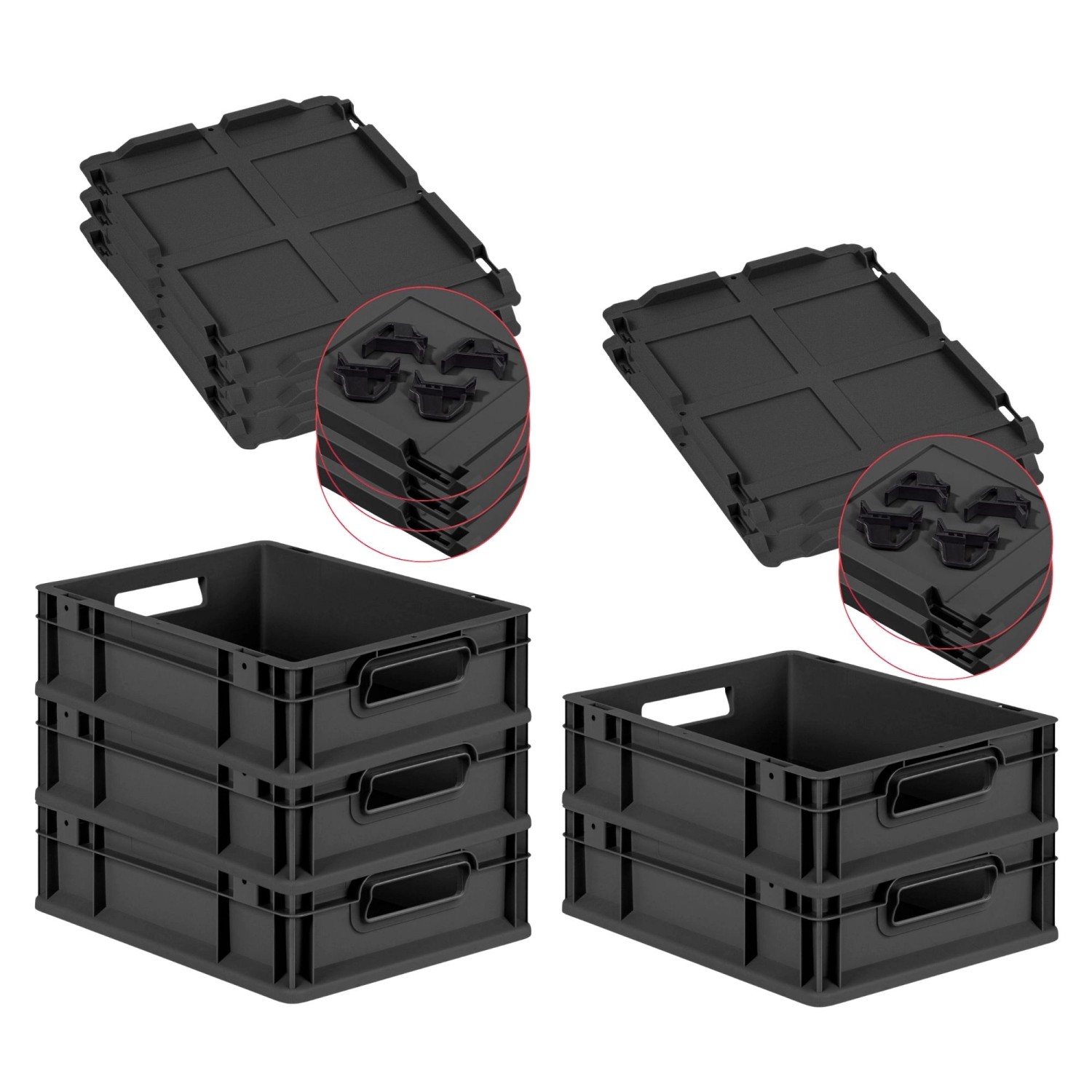 PROREGAL SuperSparSet 5x Eurobox Nextgen Grip Mit Scharnierdeckel Und Schwa günstig online kaufen