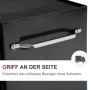 Detailaufnahme: Seitlicher Griff am schwarzen Werkstattwagen für leichten Transport.