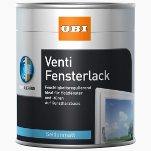 Dose OBI Venti Fensterlack Weiß seidenmatt, geeignet für Holzfenster und -türen.