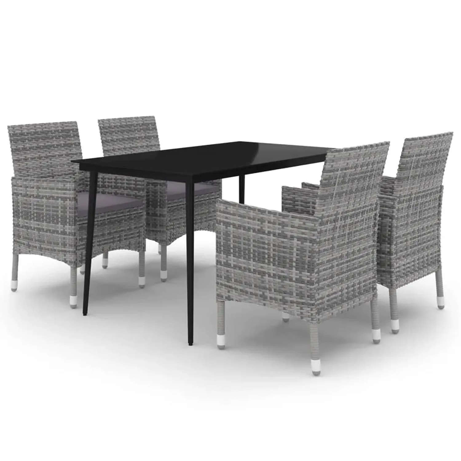 vidaXL 5-Tlg Garten-Essgruppe mit Auflagen Poly Rattan und Glas 3099741