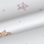 Sanders & Sanders Tapete mit schlafenden Tieren (Elefant, Fuchs) auf rosa Sternen. Weiße Kindertapete.