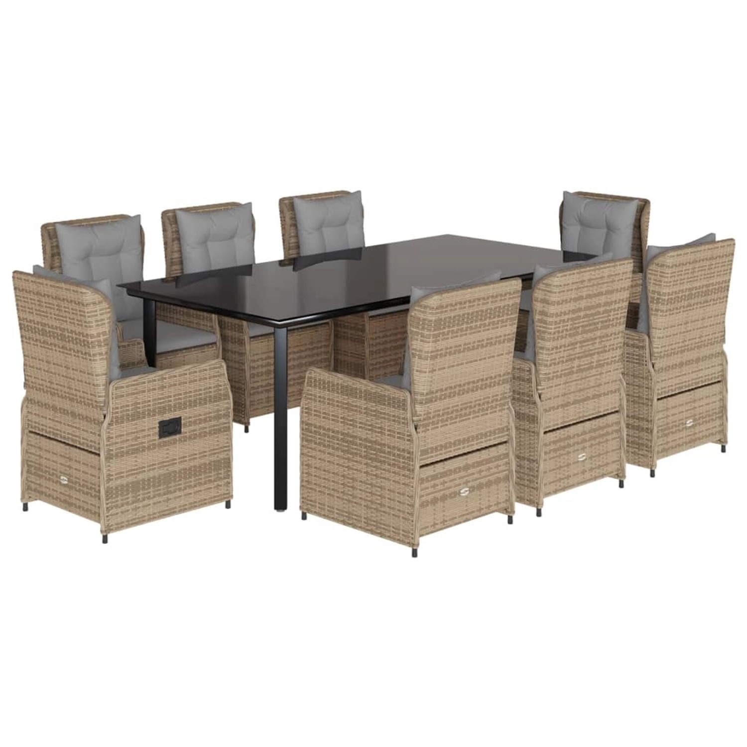 vidaXL 9-Tlg Garten-Essgruppe mit Kissen Beige Poly Rattan 3262881 günstig online kaufen