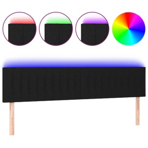 Schwarzes vidaXL LED Kopfteil 200cm aus Stoff mit Farbwechsel für Betten.