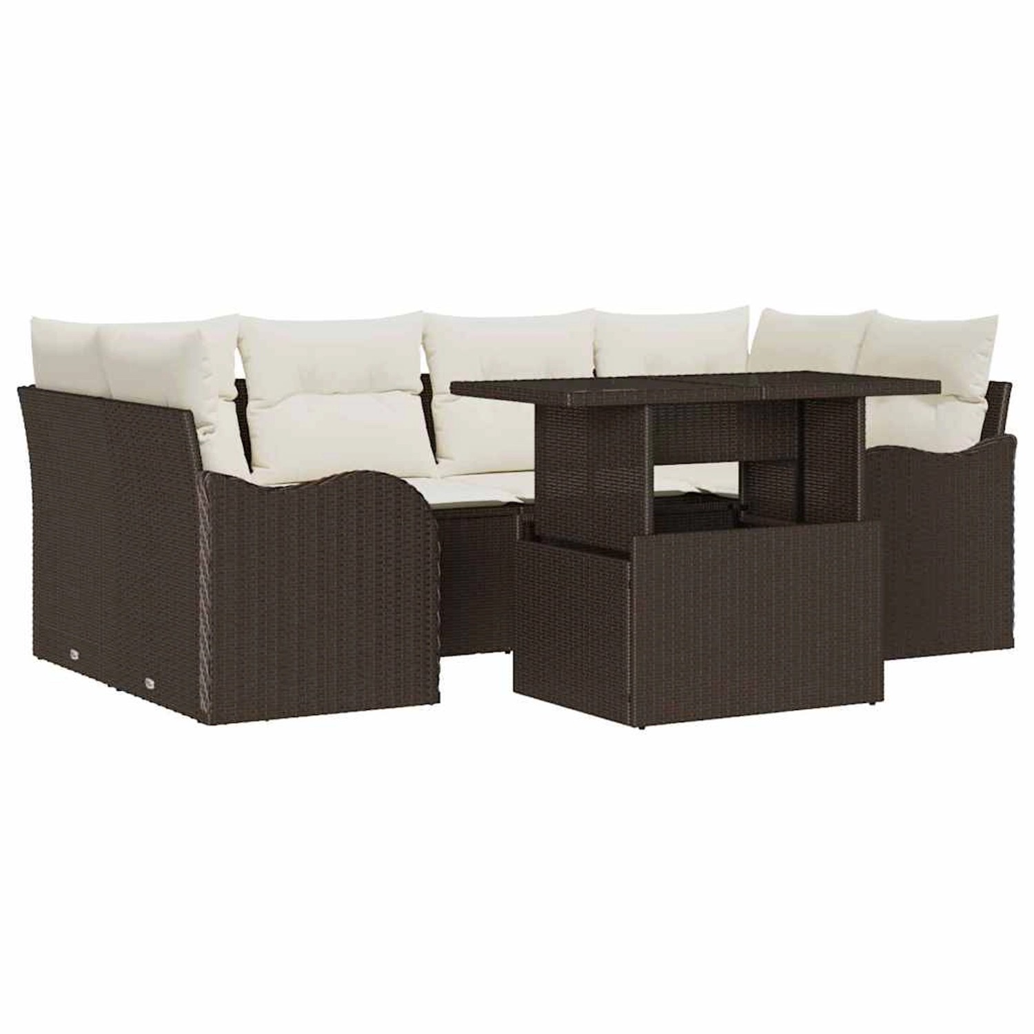 vidaXL Garten-Sofa-Set mit Kissen 7-Tlg Braun Poly Rattan 3348394 günstig online kaufen
