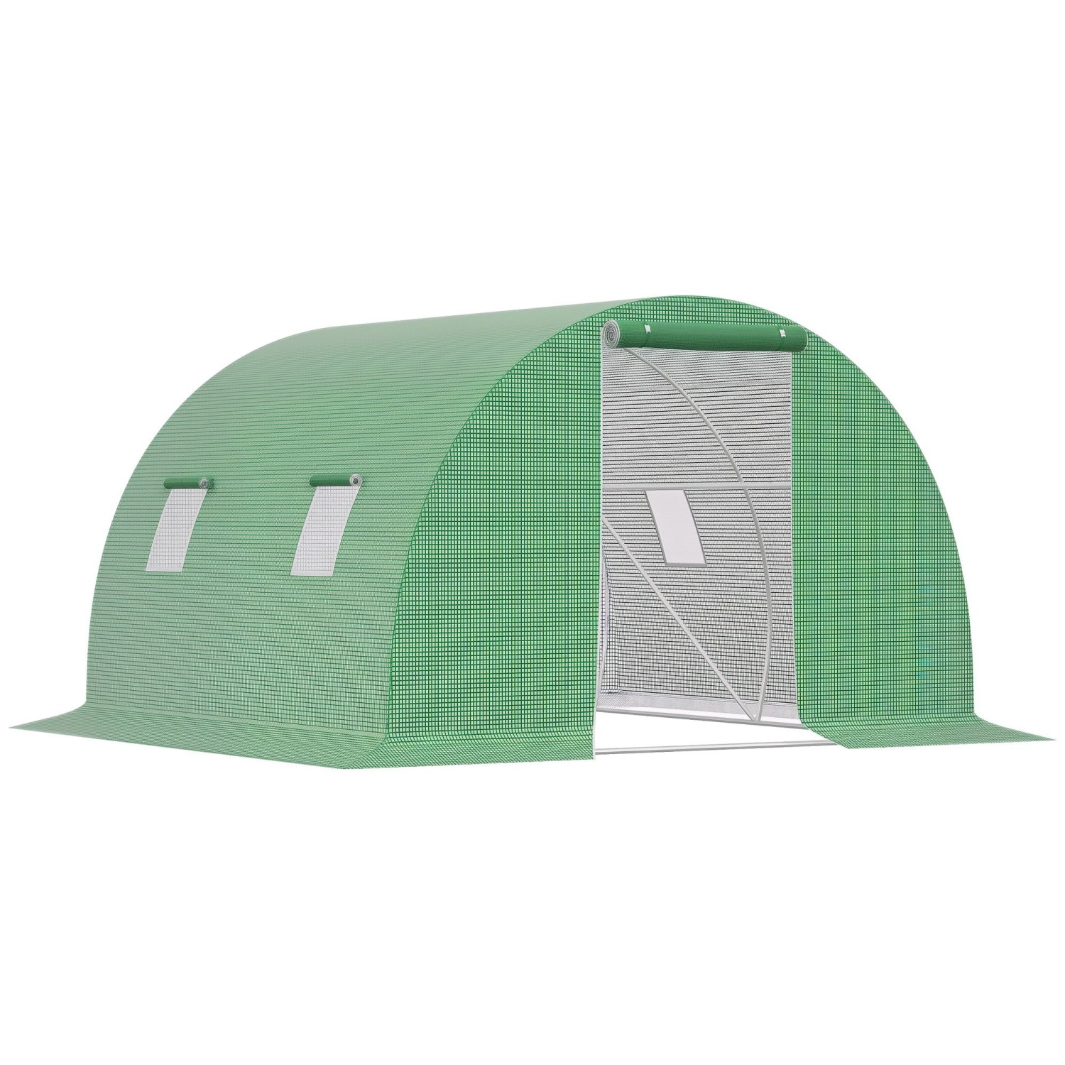Outsunny Foliengewächshaus Begehbar mit 4 Fenster Dunkelgrün 3 x 3 m günstig online kaufen