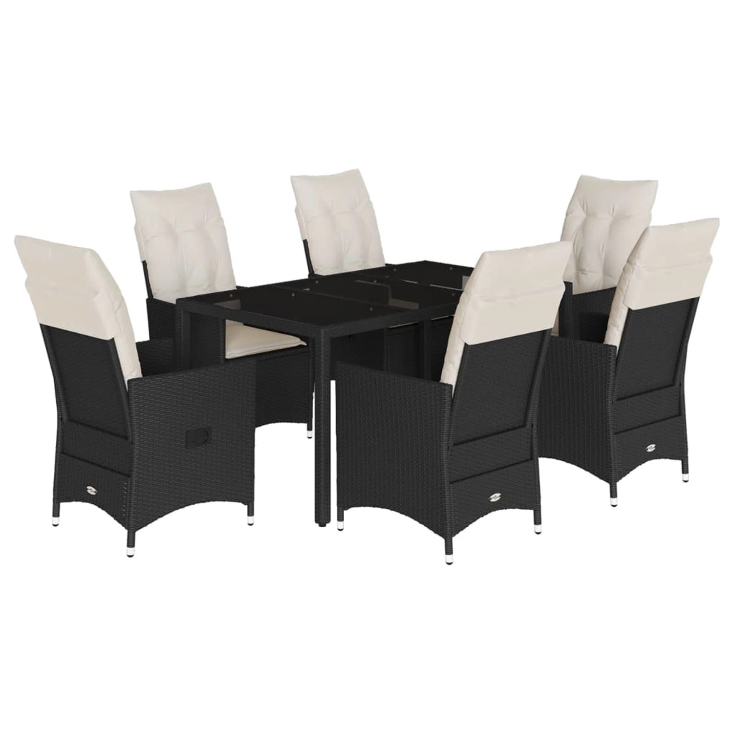 vidaXL 7-Tlg Garten-Essgruppe mit Kissen Schwarz Poly Rattan 3276695 günstig online kaufen
