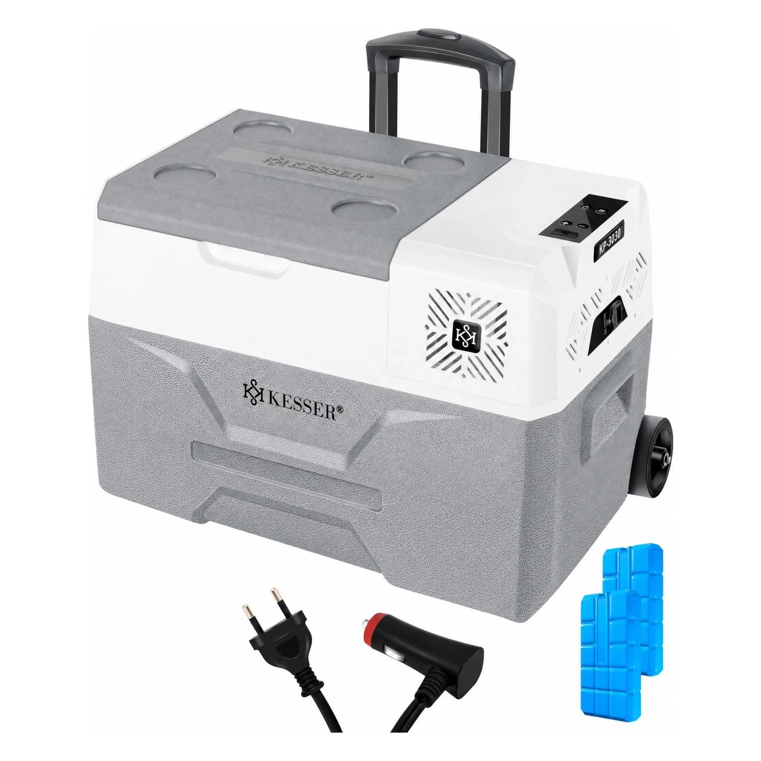 KESSER Kompressor-Kühlbox mit Rädern Kühlung Bis -20 °C 50, Grau