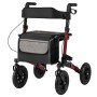 Costway Rollator mit Luftbereifung Faltbar 7-Fach Höhenverstellbar Rot