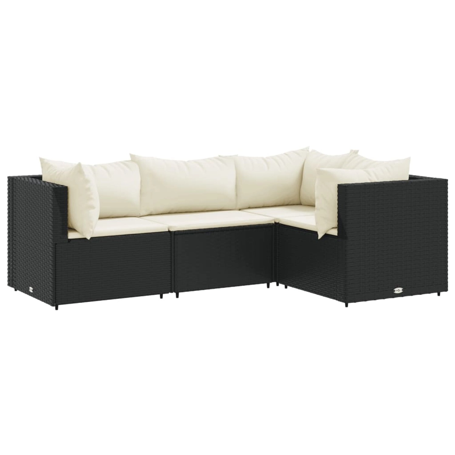 vidaXL 4-Tlg Garten-Lounge-Set mit Kissen Schwarz Poly Rattan 3308072 günstig online kaufen